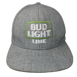 Bud Light Lime Snapback Hat Gray OSFM Adjustable Embroidered Quake City Caps